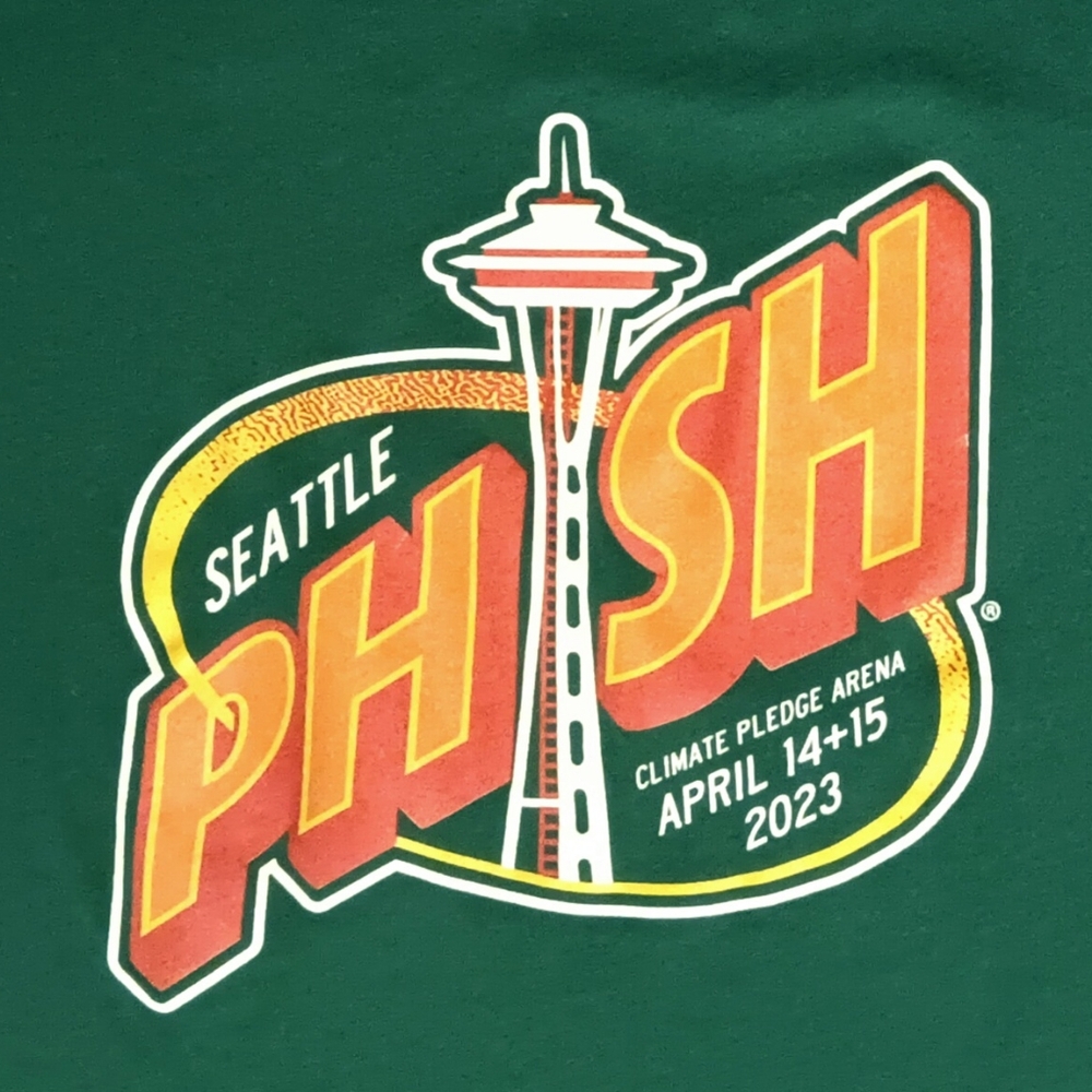 Phish Concert T-Shirt Seattle Supersonics Sonics Logo hippie grateful dead